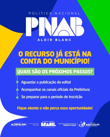 JOÃO COSTA RECEBE RECURSO DA POLÍTICA NACIONAL ALDIR BLANC E SE PREPARA PARA LANÇAR EDITAIS.