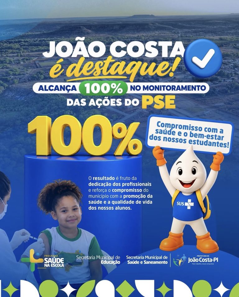 JOÃO COSTA ALCANÇA 100% DE MONITORAMENTO DO PROGRAMA SAÚDE NA ESCOLA
